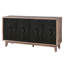 Buffet antique avec 4 portes à motif convexe et 2 tablettes - Fabrication en bois massif pour une grande durabilité, armoire de rangement de 60 po de large avec rangement noir-699691971