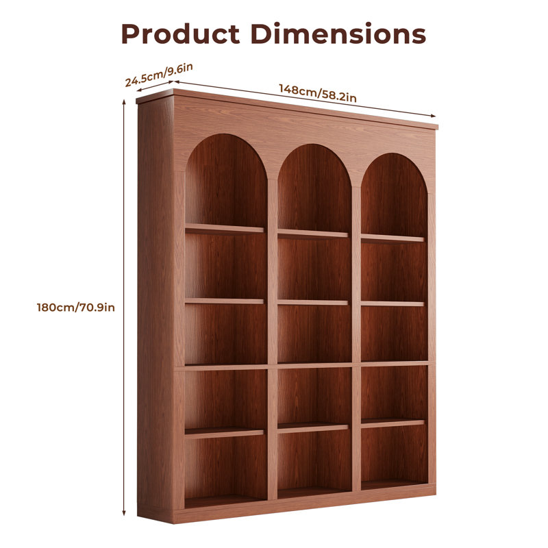 Bibliothèque standard H 70,9 "à 5 niveaux, Rouge cerise