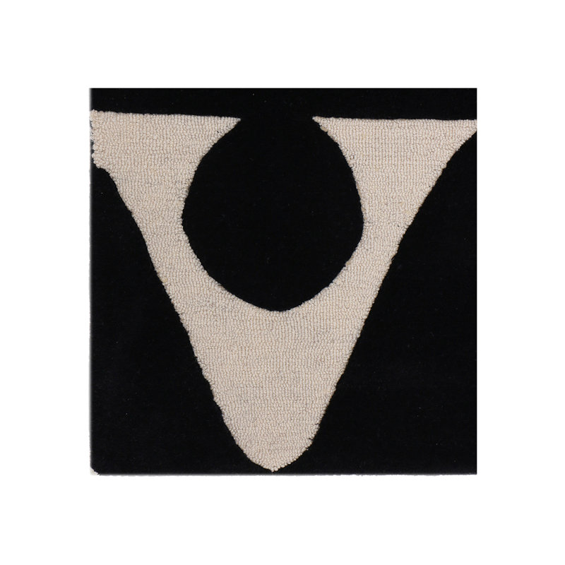 Tapis noir / beige en laine / coton touffeté à la main, Rectangle 9 pi x 12 pi