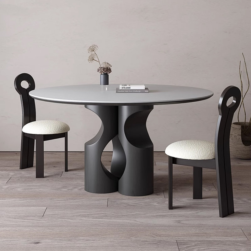 Tyneil Round Solid Wood Base Dining Table, 29.53"H x 53.15"L x 53.15" W