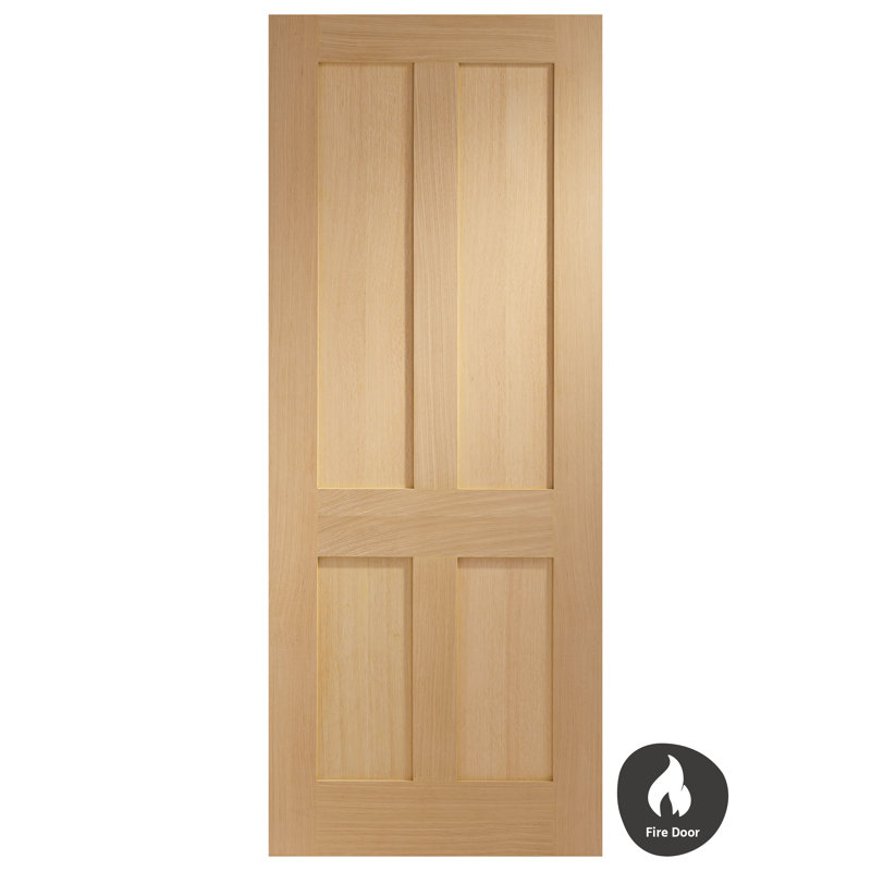 Internal Oak Victorian Shaker 4 Panel Fire Door, 1981mm H x 838mm W x 44mm D