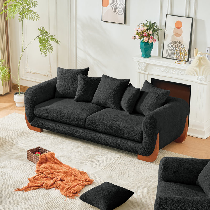 Elarnoa 83.5" Upholstered Boucle Sofa, Black