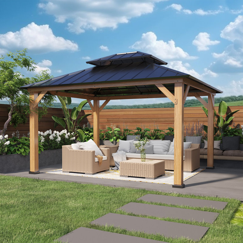 11 Ft. W x 13 Ft. D Solid Wood Patio Gazebo