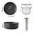 Classic Black Upgrades  11 13/16" Round Ceramic Bathroom Sink Set - 4 1/8" Height, with Adorable Soap Box & 1 1/4" Drain - Ideal for Small sized bathroom
