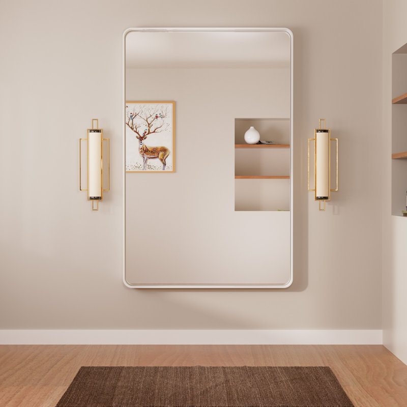 Miroir d'appoint Tyro, 60 po x 40 po, Blanc, Rectangulaire