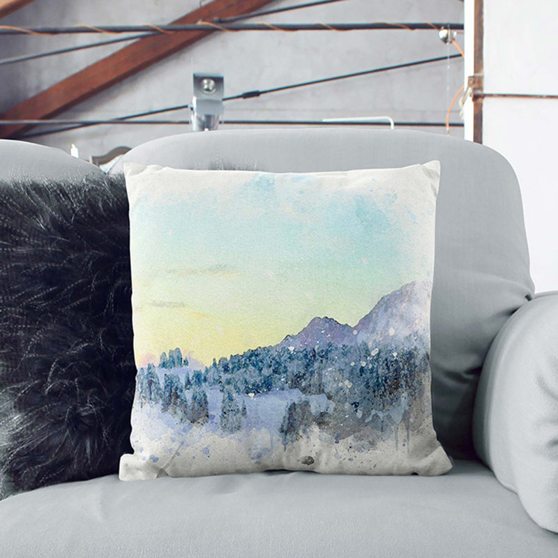 Mountain and Forest Cushion with Filling, 40cm H x 40cm W x 15cm D