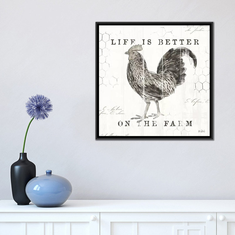 «Farmhouse Fresh III», impression sur toile, H 37 po x l 37 po x P 1,5 po, Toile avec cadre noir, Pas de tapis