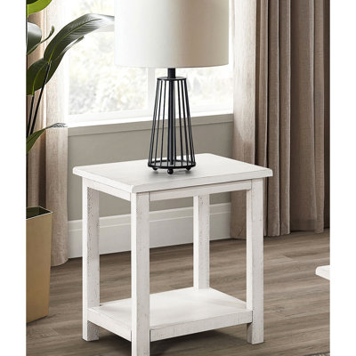Table de bout carrée blanche vieillie en pin et bois d'ingénierie, tablette pour présentation de vase à fleurs, 20 pouces de hauteur, fabriquée à partir d'un rangement inférieur, 23,76