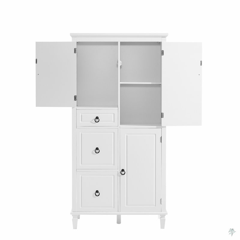 Multi-Functional Storage Cabinet With Adjustable Shelves, 3 Drawers, And 3 Enclosed Compartments