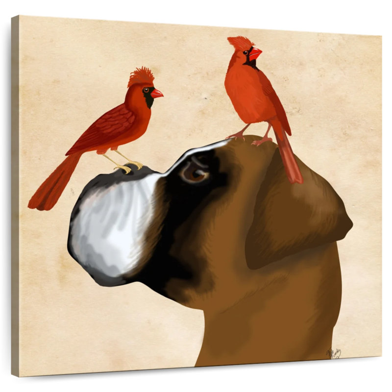 Brampt Boxer And Red Cardinals