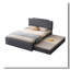 Queen Size Upholstered Platform Bed With Twin Trundle And USB Ports , Decorate With Copper Nails