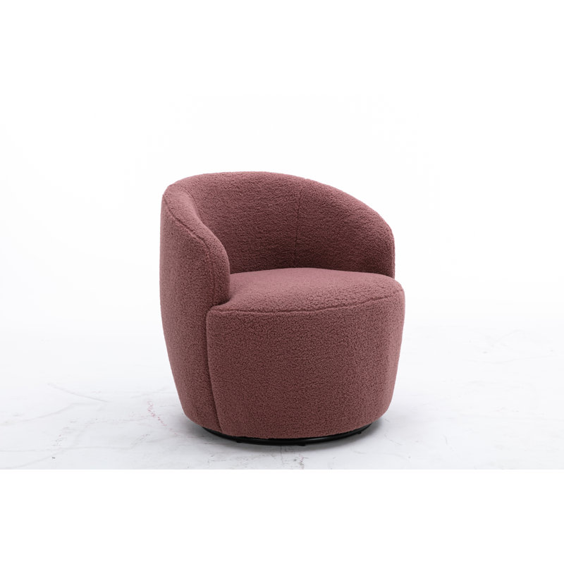 Genece Upholstered Swivel Accent Chair, Red Wool Duplicate
