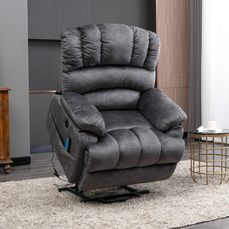 103.00 cm Wide Fabric Recliner Heated Cushion