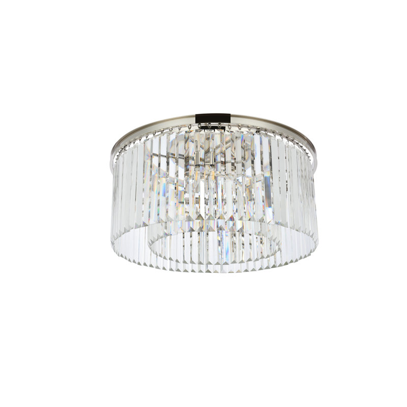 Yazmin Crystal Flush Mount, Clear, Polished Nickel