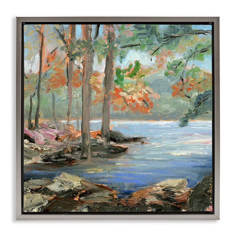 Arbres menaçants Woodland Creek, Cadre flottant gris lustré, H 25 po x l 25 po