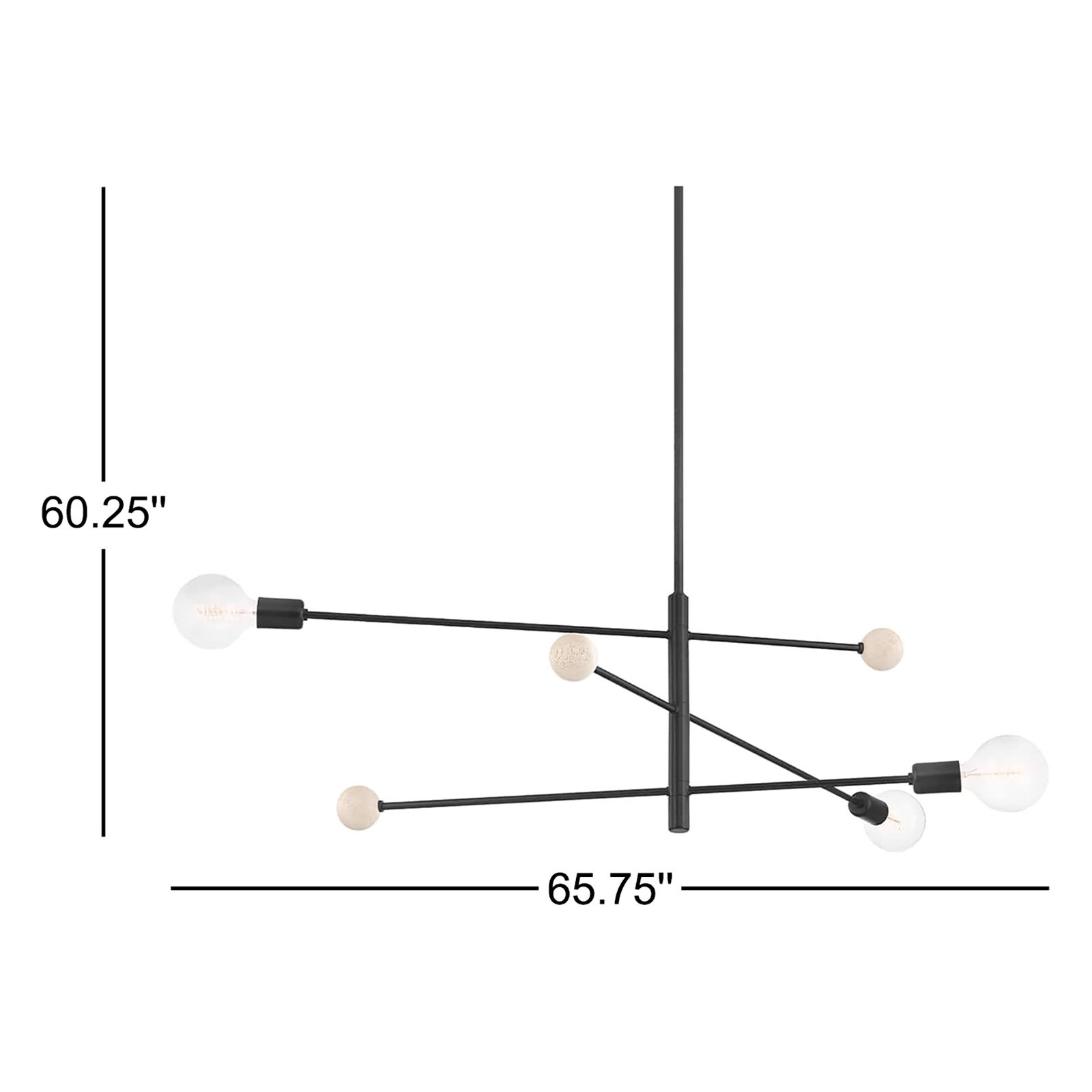 3 - Light Sputnik Chandelier, Soft Black