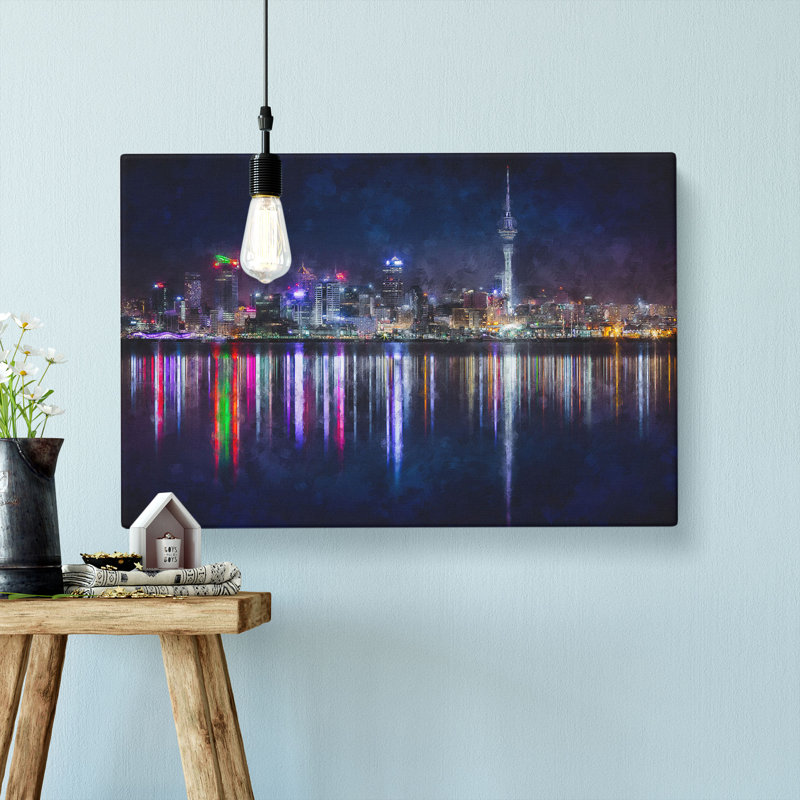 Reflections Of The Auckland Skyline - Wrapped Canvas, 60cm H x 91cm W x 3cm D