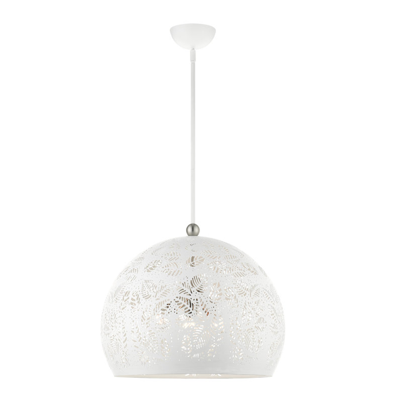 Luminaire suspendu en forme de dôme à 3 lumières Alira, Blanc, H 56,5 po x l 19,75 po x P 19,75 po