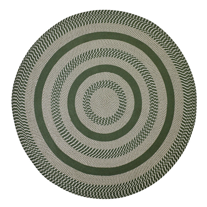 Rockridge Geometric 100% Polypropylene Indoor Braided Area Rug - Sage, Round 6'
