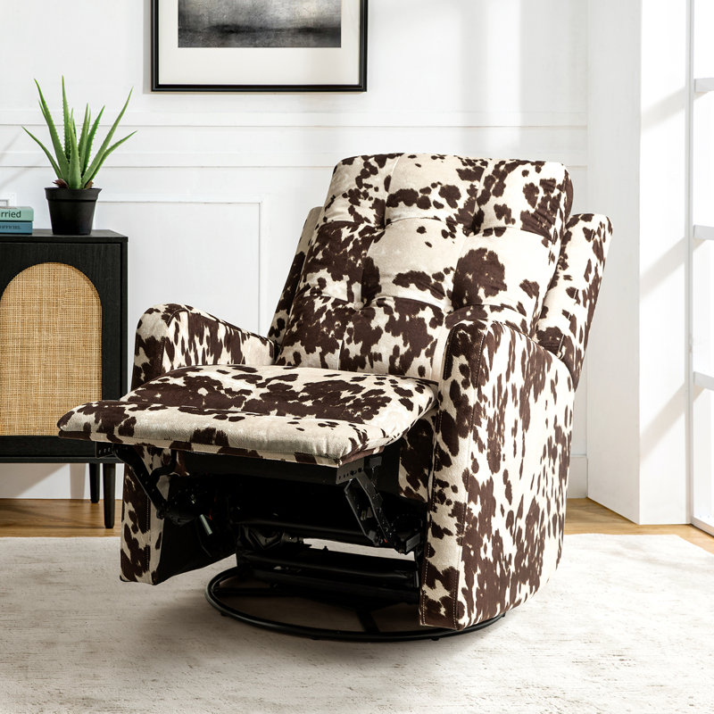 Prescot 26.77" W Pocket Spring Tufted Manual Swivel Rocker Recliner , Brown Polyester Blend