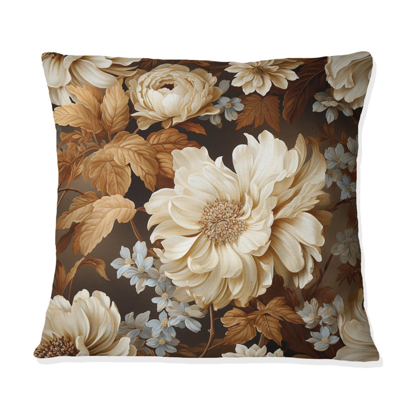 Floral Throw Pillow, 18"H x 18"W