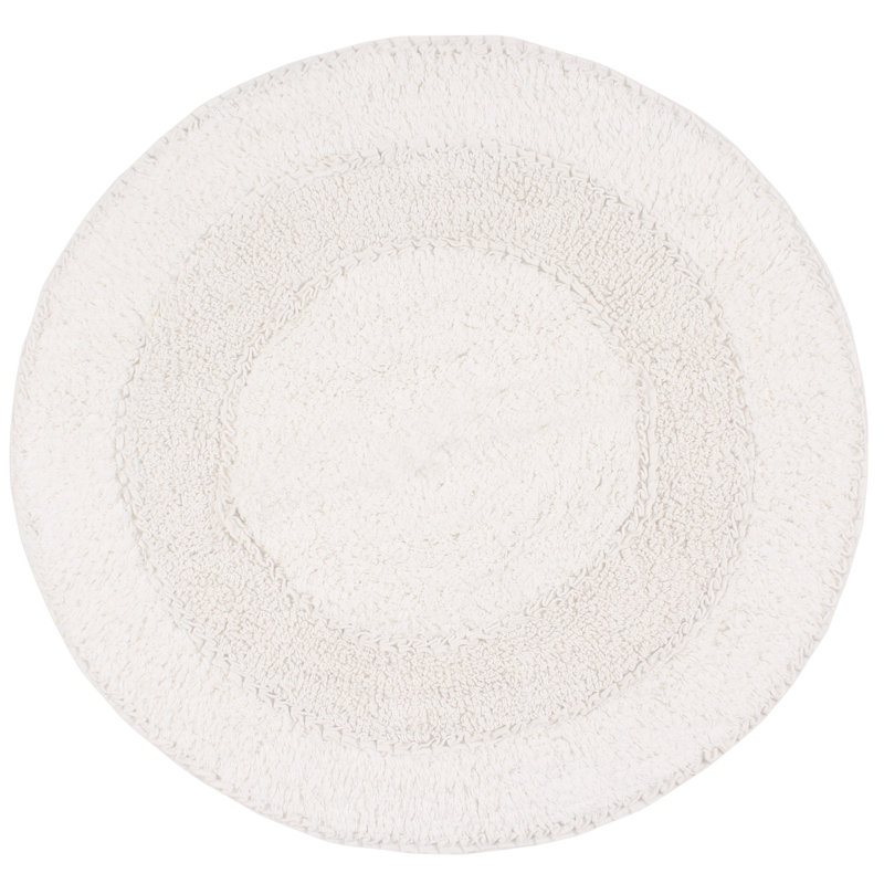 Gadbois Double Ruffle Cotton Round Bath Rug, Nature