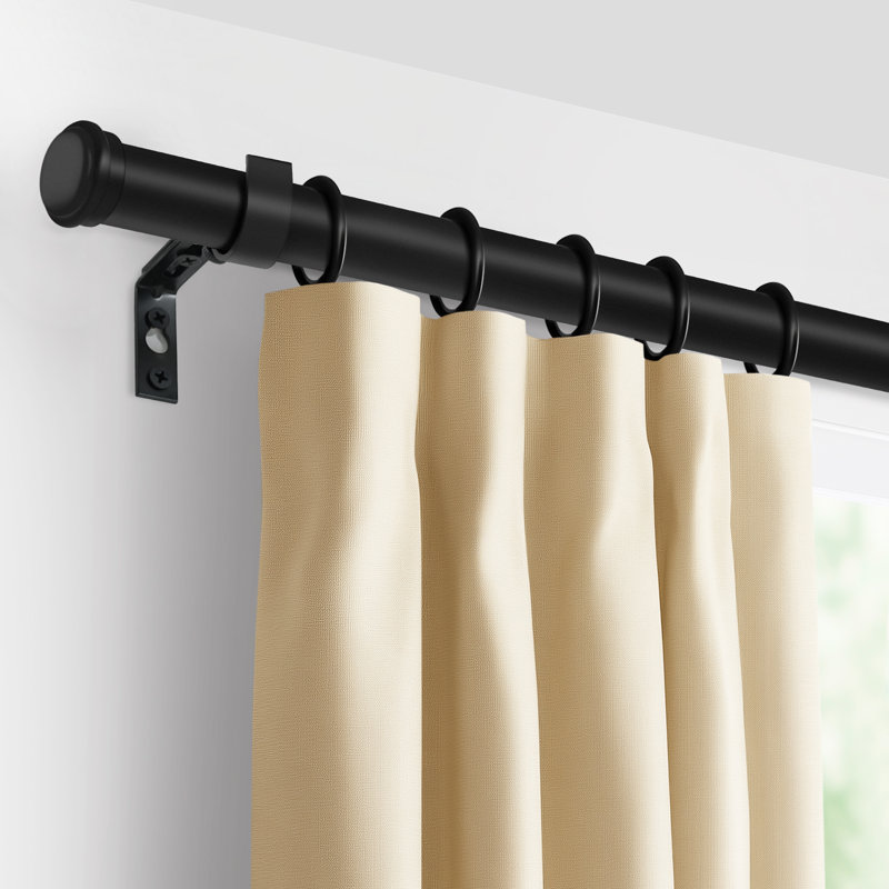 Tringle à rideaux réglable moderne de 1 pouce de long noir, 32" – 48"