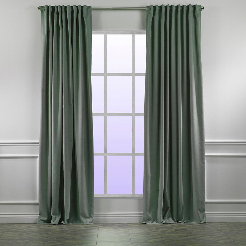 Room Darkening Single Curtain Panel, 130cm Width x 265cm Drop, Leaf Green