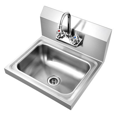 Évier mural 17 po x 15 po en acier inoxydable 304. Certifié NSF. Durable et facile à installer. De qualité commerciale. Idéal pour les restaurants et les cuisines