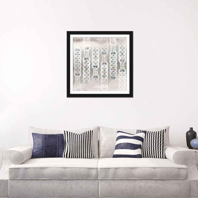 «Chainink I», impression sur toile, Papier beaux-arts encadré noir, Blanc, H 16 po x l 16 po x P 1 po