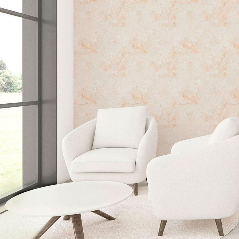 Rouleau de papier peint adhésif Mesai, Crème, L 126 po x l 24 po