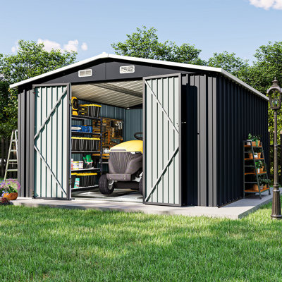 10 Ft. W X 12 Ft. D Outdoor Metal Storage Shed With Metal Base Frame Kit
