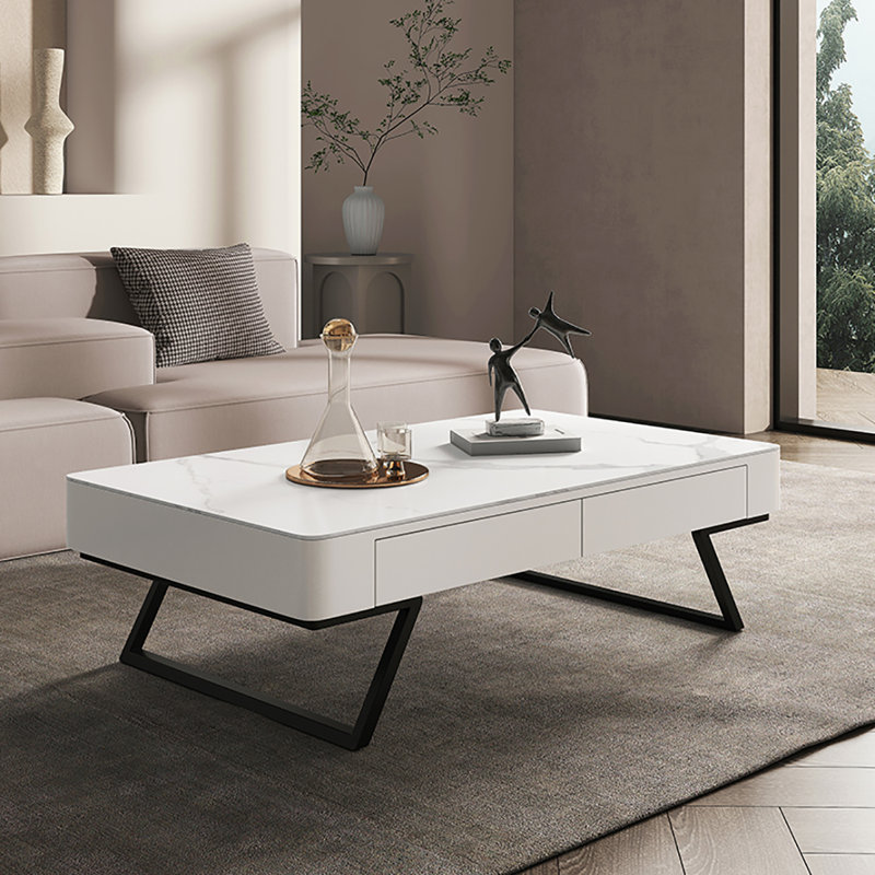 Table de bout simple simple, Blanc/Noir