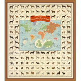 Illustrated Dog Map Of The World Print