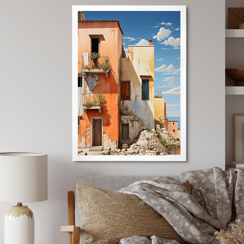 Zulte Italie tons terre cuite Fontanas, H 20 po x l 12 po x P 1 po, Cadre photo blanc