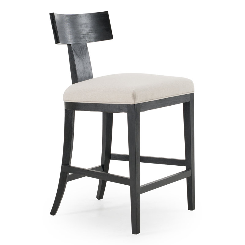 Chaise de comptoir Ysta, Noir / Beige