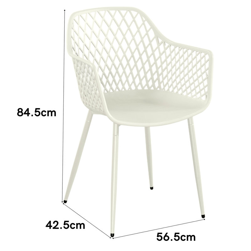 Pair of Lattice Bistro Garden Armchairs, Patio Dining, Off-White
