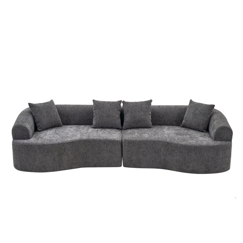 108-inch Curved Sectional Sofa High-Density Couches Sofa, Gray