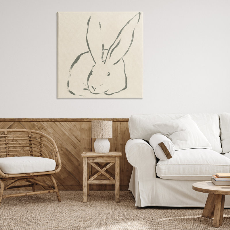 "Minimal Bunny Outline", art mural par June Erica Vess, H 24 po x l 24 po