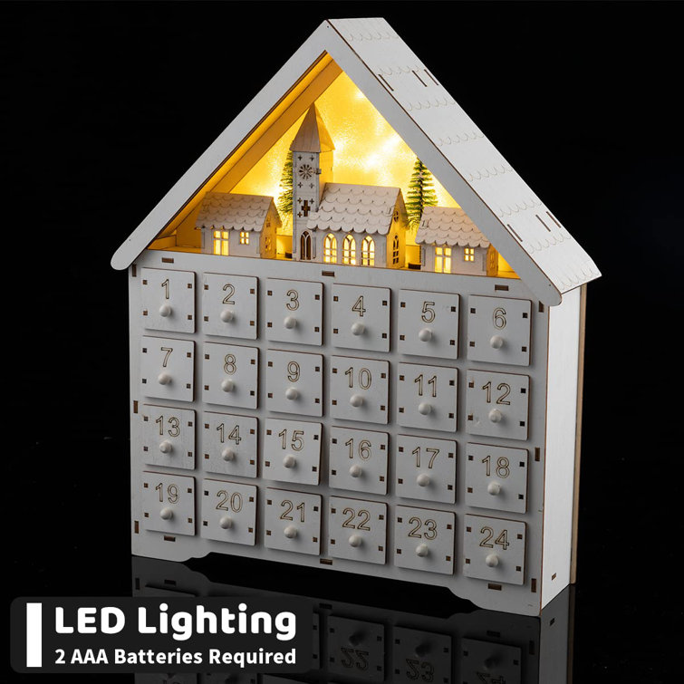 The Holiday Aisle® LED Wooden House Advent Calendar | Wayfair