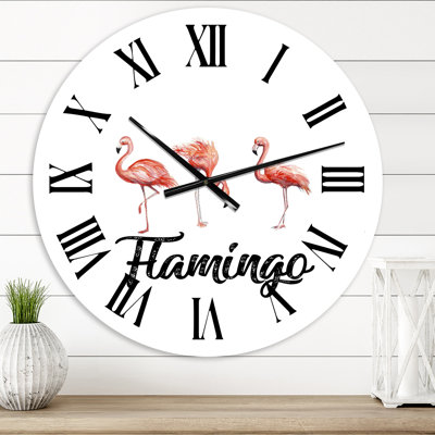 Trois flamants roses - Horloge murale
