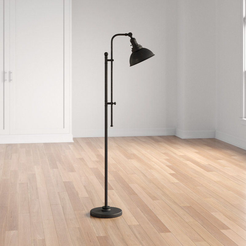 Wallace 65'' Task Floor Lamp, Matte Black with Gold Distressing