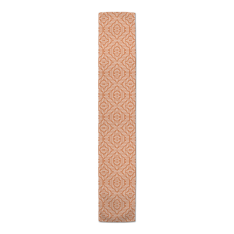 Bromell Rectangle Geometric Polyester Table Runner, 16" D x 72" L, Orange