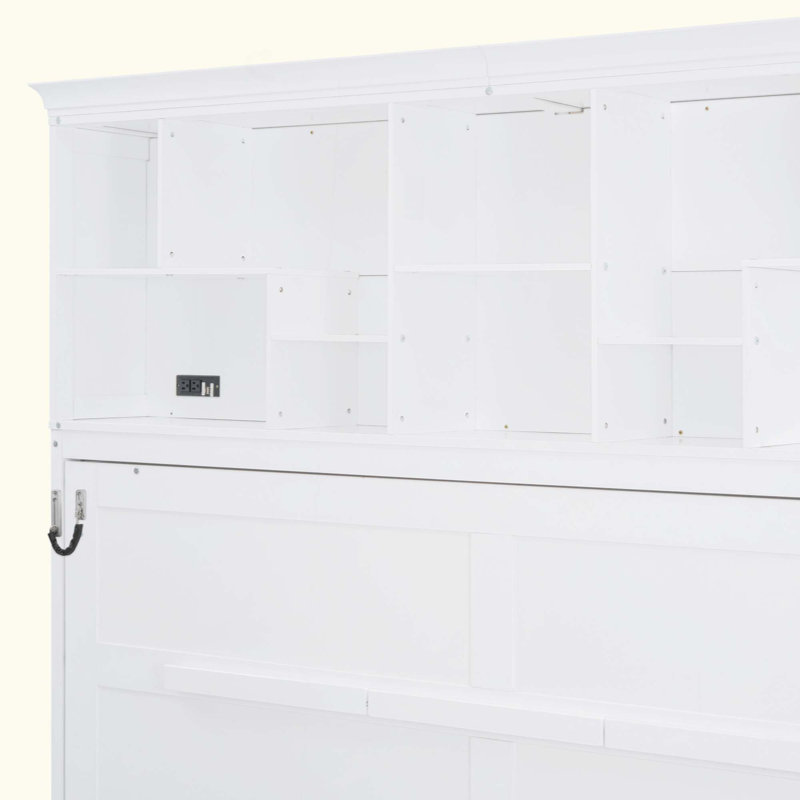 Lit escamotable mural Murphy avec tablettes supérieures et USB