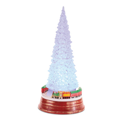Arbre de Noël DEL avec train tournant H 13,25 po
