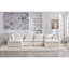 Grand canapé modulable, tissu en coton, 4 places avec 2 poufs, salon moderne