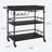 3-Tier Black Bar Cart with Roman Column Design, Removable Serving Tray & Wine Rack, Rolling Wheels with Brakes for Kitchen, Dining Room, Living Room