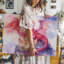 Toile, aquarelle, dragon et château, fantaisie fantaisiste, art mural-1883399482