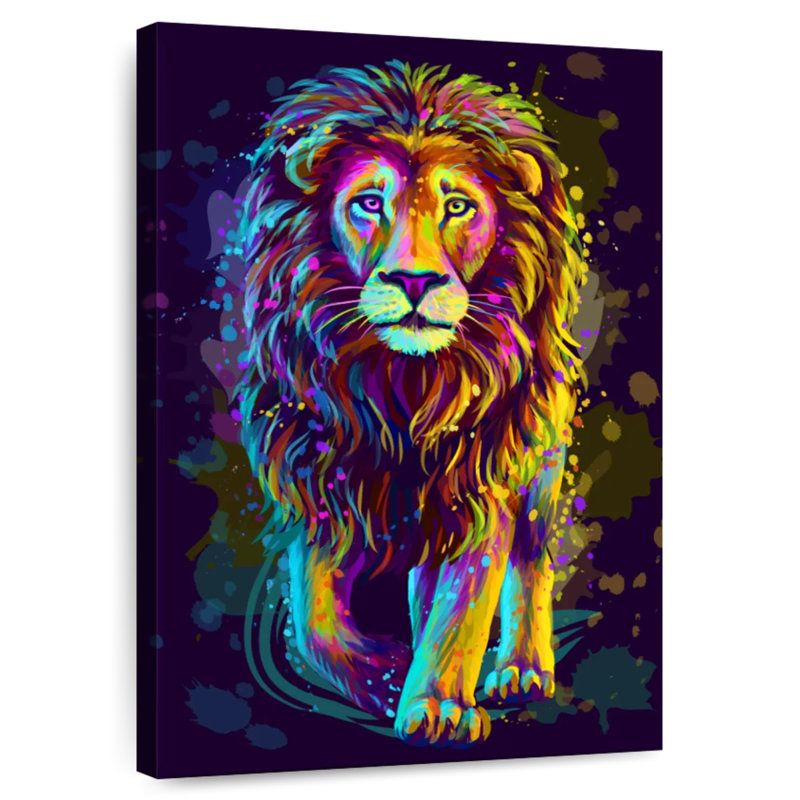Lion coloré Brampt, H 51 po x l 34 po