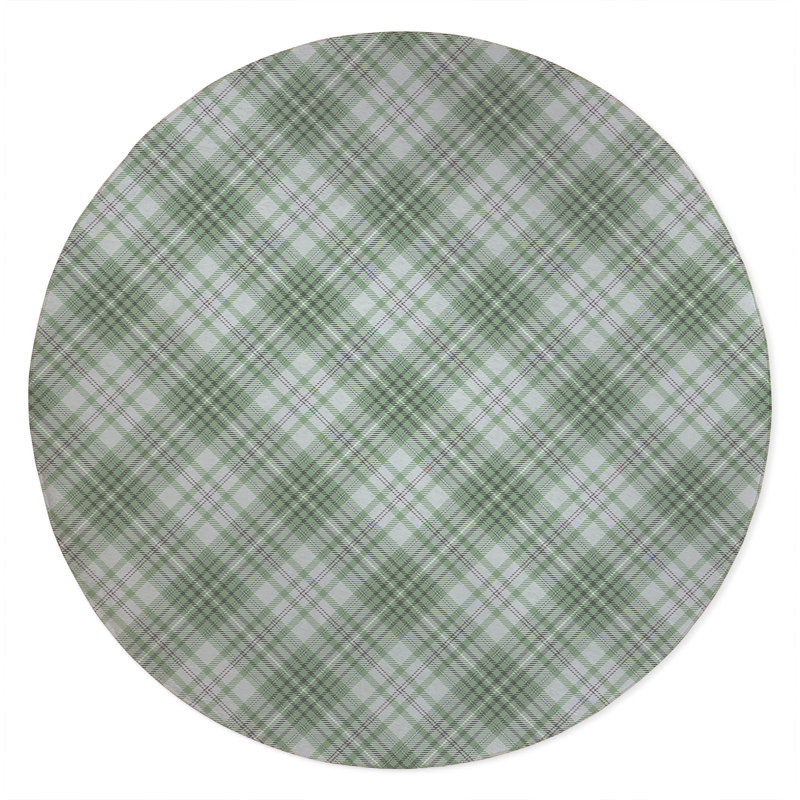 Chinny Tartan Non-Slip Outdoor Rug, Round 5'
